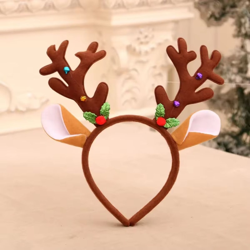 Pet Christmas Headband With Bouncy Reindeer Antlers Or Snowman Adjustable Holiday Hair Band 12