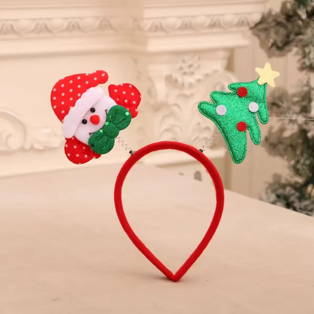 Pet Christmas Headband With Bouncy Reindeer Antlers Or Snowman Adjustable Holiday Hair Band 2