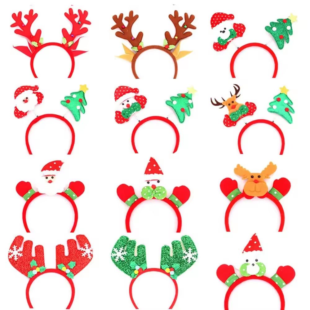 Pet Christmas Headband With Bouncy Reindeer Antlers Or Snowman Adjustable Holiday Hair Band 3