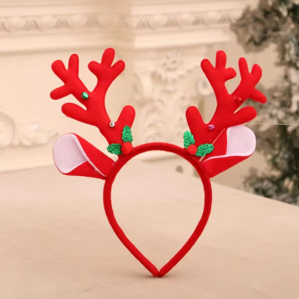 Pet Christmas Headband With Bouncy Reindeer Antlers Or Snowman Adjustable Holiday Hair Band 7