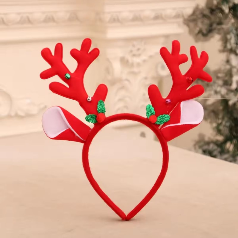 Pet Christmas Headband With Bouncy Reindeer Antlers Or Snowman Adjustable Holiday Hair Band 7