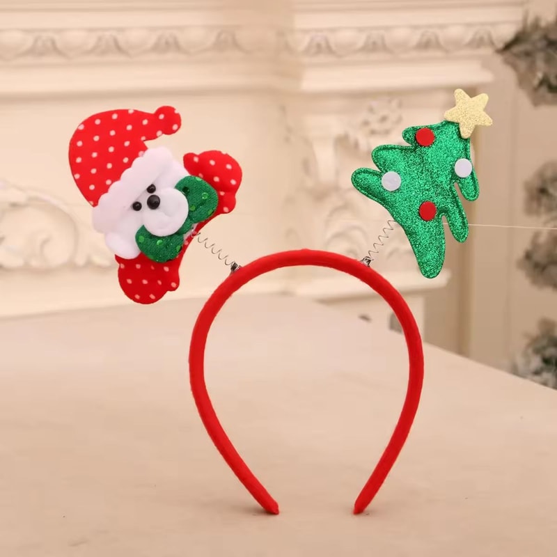 Pet Christmas Headband With Bouncy Reindeer Antlers Or Snowman Adjustable Holiday Hair Band 8