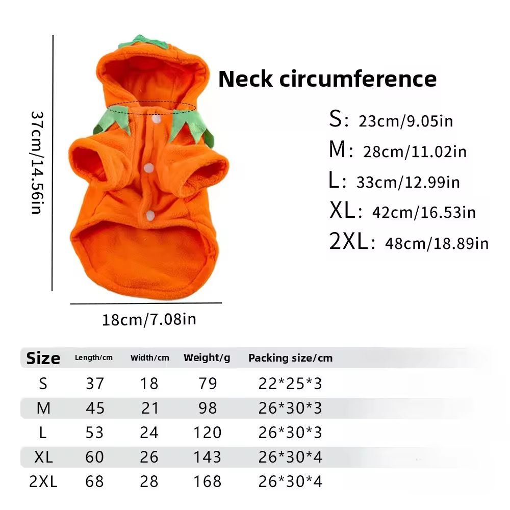 Pumpkin Dog Costume Hooded Fleece Hoodie For Small Medium Dogs 1