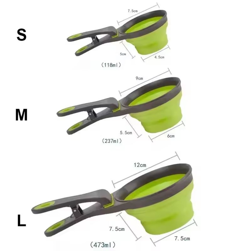 Collapsible Pet Food Scoop With Clip Dog Food Measuring Cup Travel Water Spoon 3