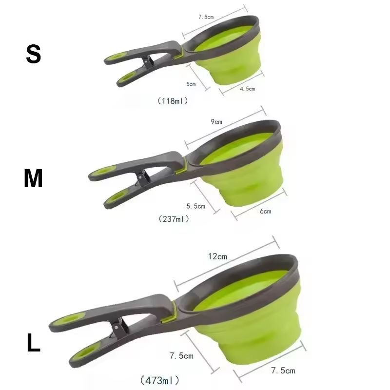 Collapsible Pet Food Scoop With Clip Dog Food Measuring Cup Travel Water Spoon 3