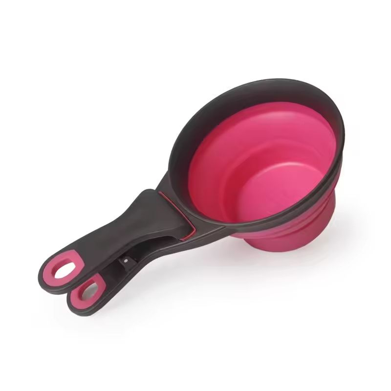 Collapsible Pet Food Scoop With Clip Dog Food Measuring Cup Travel Water Spoon 4