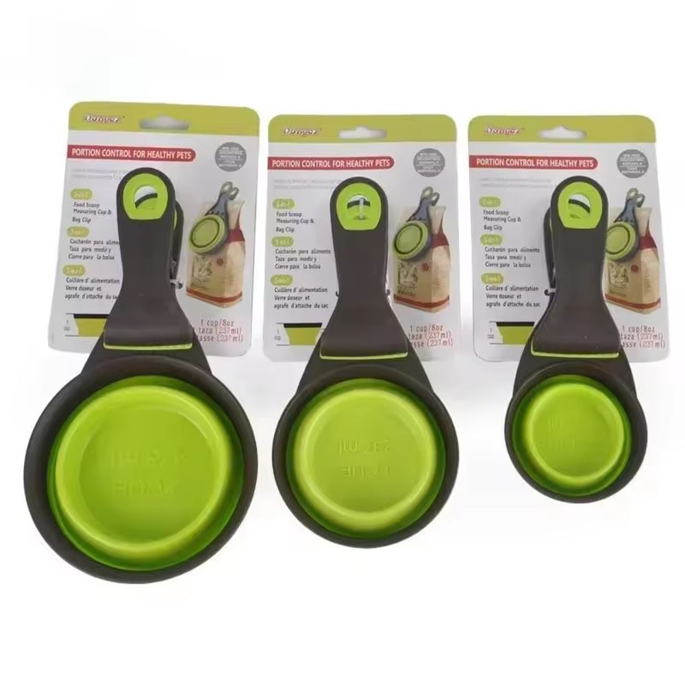Collapsible Pet Food Scoop With Clip Dog Food Measuring Cup Travel Water Spoon 5