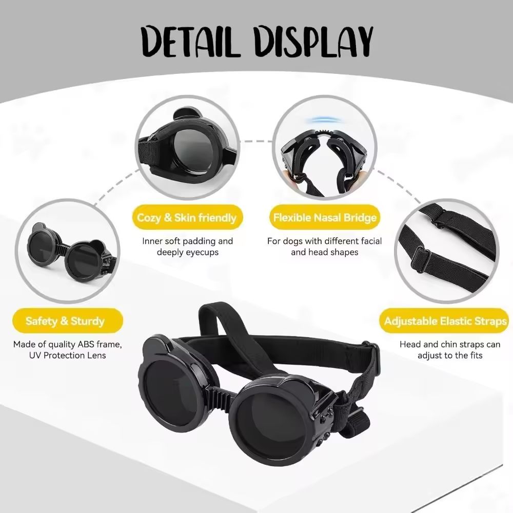 Dog Goggles Waterproof Windproof Sunglasses For Small Dogs Outdoor Travel Eye Protection 4