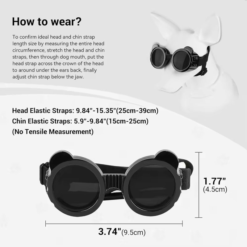 Dog Goggles Waterproof Windproof Sunglasses For Small Dogs Outdoor Travel Eye Protection 5