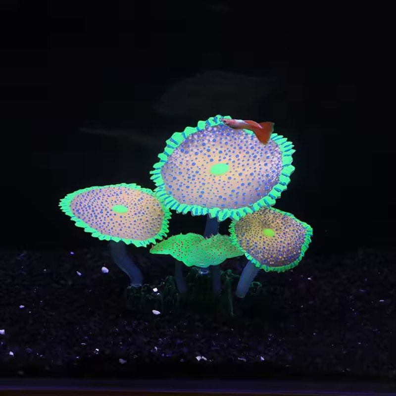 GlowintheDark Silicone Aquarium Coral With Suction Cup Luminous Fish Tank Decoration 3
