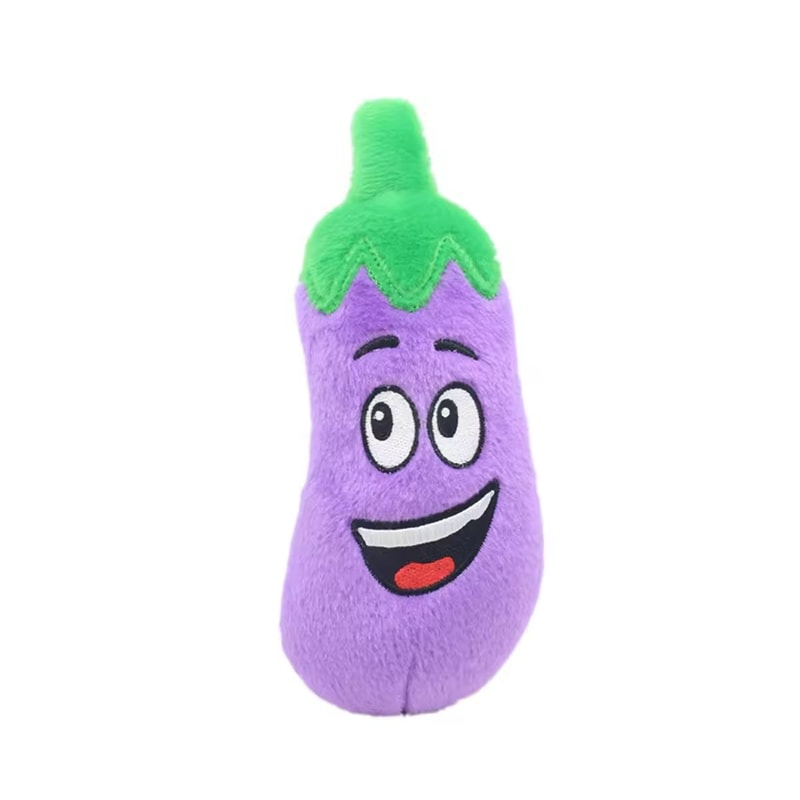Fruit Veggie Squeaky Plush Dog Toy Unstuffed Crinkle Sound For Interactive Play 6
