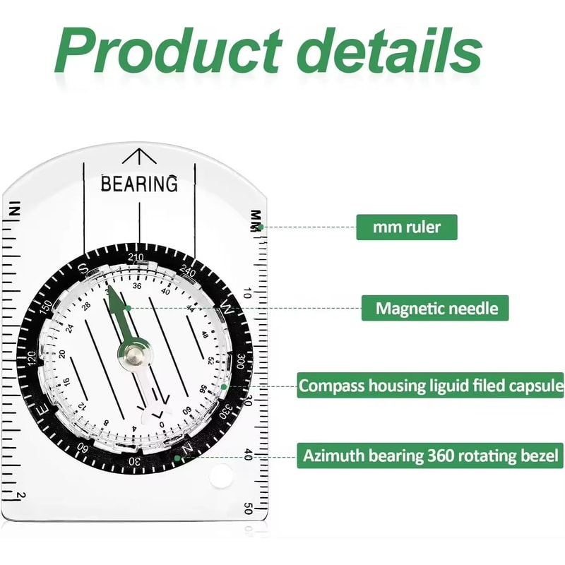 Multifunction Tactical Compass Survival Tool With LED Mirror Whistle 1