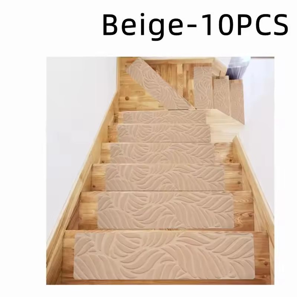 10Pack Non Slip Stair Treads 76x21 Cm Soft Washable Carpet Mats For Quieter Safer Steps 7