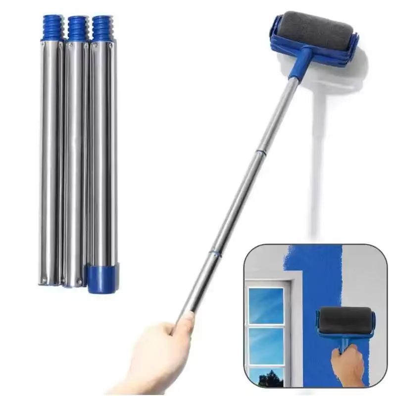 Ergonomic Paint Edger Stick Roller Kit With Sponge Pad For Clean Wall Edges 2