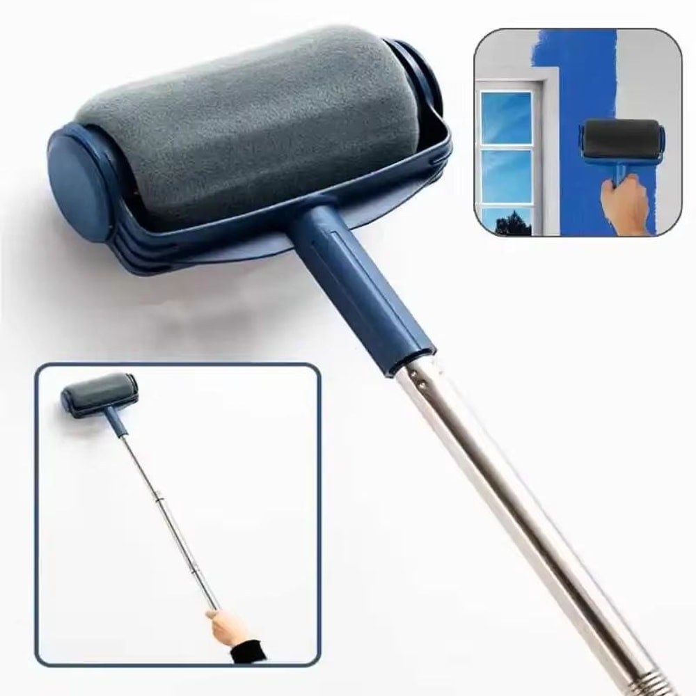 Ergonomic Paint Edger Stick Roller Kit With Sponge Pad For Clean Wall Edges 3
