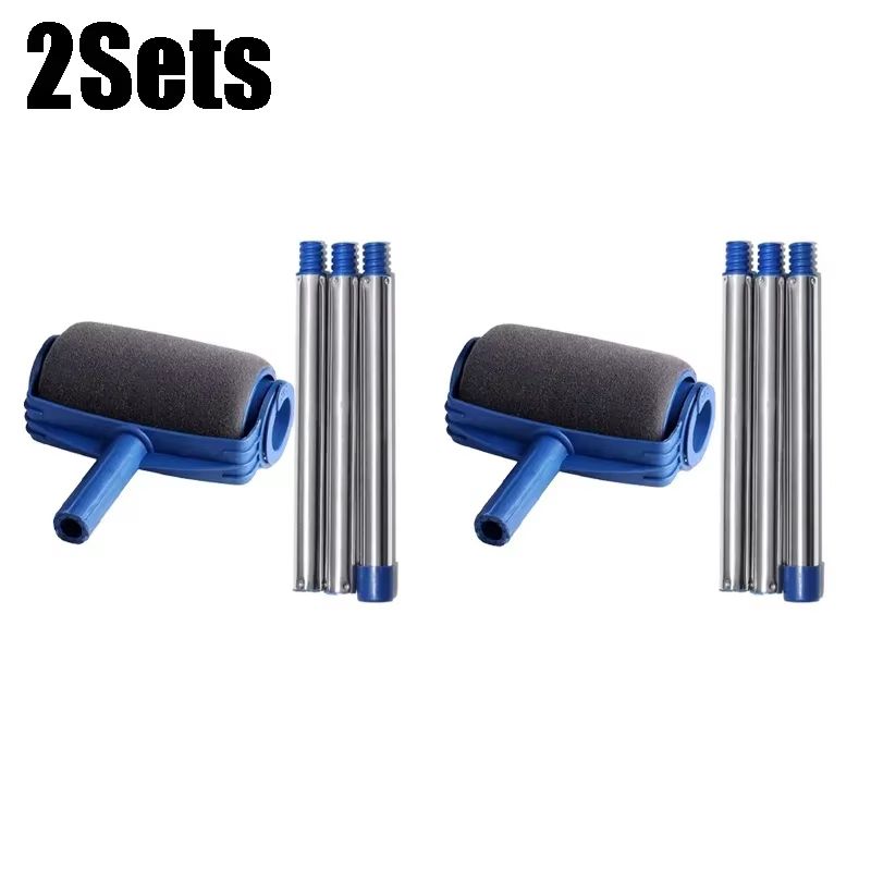 Ergonomic Paint Edger Stick Roller Kit With Sponge Pad For Clean Wall Edges 8