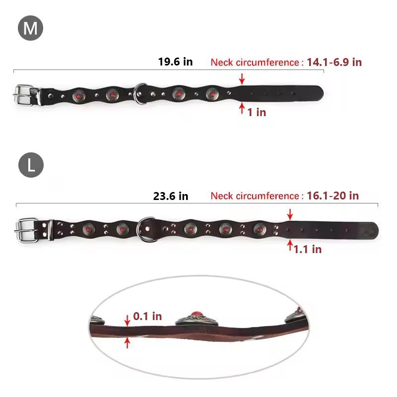 Retro Genuine Leather Beaded Flower Dog Collar For Large Dogs Ethnic Style 6