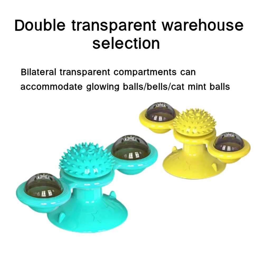 Windmill Interactive Cat Toy With Suction Cup Catnip Ball Toy ToothCleaning Brush 6