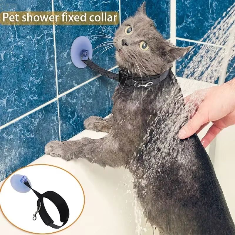 Suction Cup Pet Bathing Tether With Adjustable Collar For Easier Grooming 0