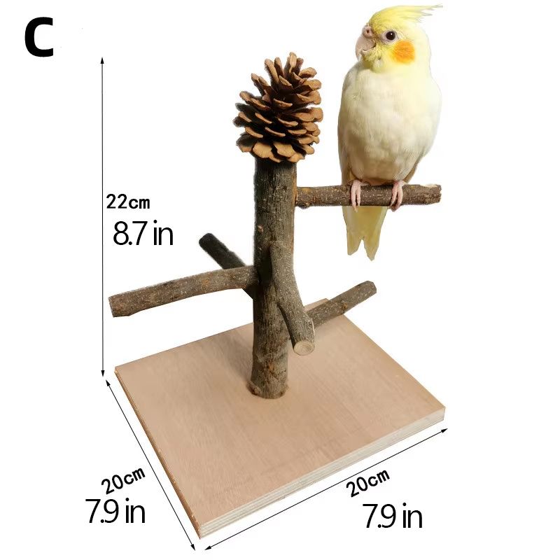Solid Wood Parrot Training Stand Tabletop Bird Perch Playground 3