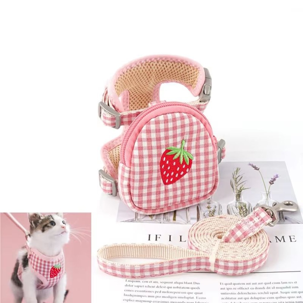 Breathable EscapeProof Cat Harness With Backpack Leash Set Adjustable Chest Strap 2