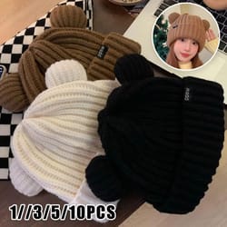 chunky bear ear slouchy ear flap beanie for women