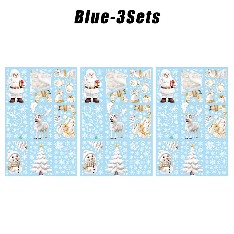 Reusable Christmas Window Clings Snowman Tree White Static Decals For Glass Doors 3