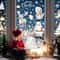 Reusable Christmas Window Clings Snowman Tree White Static Decals For Glass Doors 5