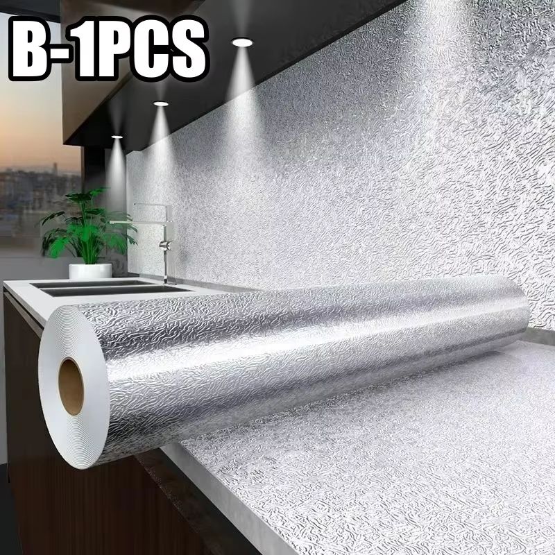 Stove Splash Guard Aluminum Foil Backsplash Roll SelfAdhesive OilResistant Kitchen Wallpaper 3