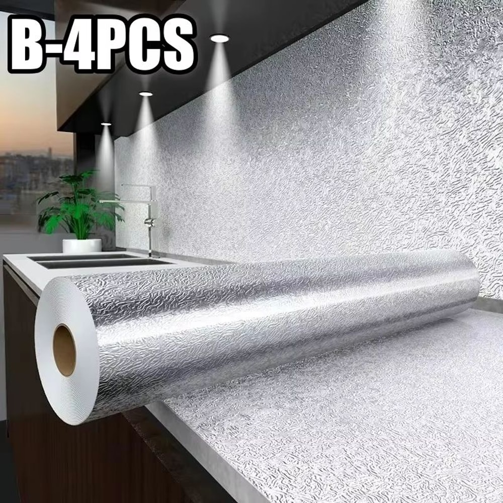 Stove Splash Guard Aluminum Foil Backsplash Roll SelfAdhesive OilResistant Kitchen Wallpaper 5