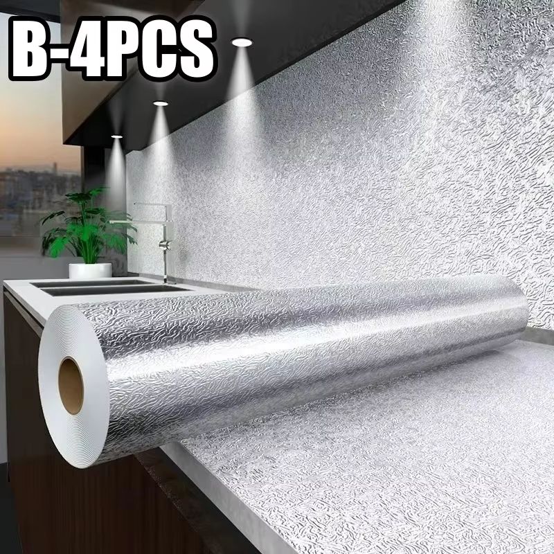 Stove Splash Guard Aluminum Foil Backsplash Roll SelfAdhesive OilResistant Kitchen Wallpaper 5