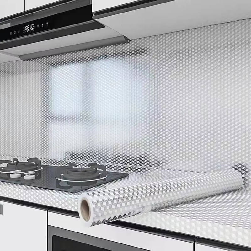 Stove Splash Guard Aluminum Foil Backsplash Roll SelfAdhesive OilResistant Kitchen Wallpaper 9