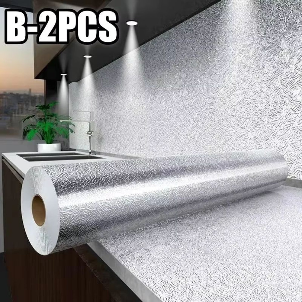 Stove Splash Guard Aluminum Foil Backsplash Roll SelfAdhesive OilResistant Kitchen Wallpaper 10