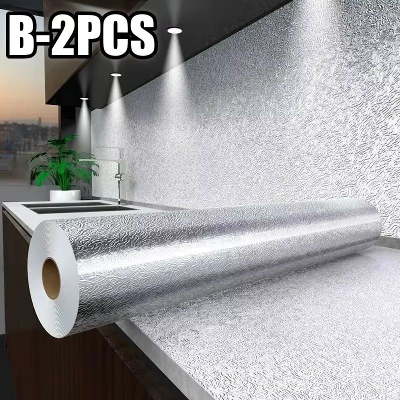 Stove Splash Guard Aluminum Foil Backsplash Roll SelfAdhesive OilResistant Kitchen Wallpaper 10