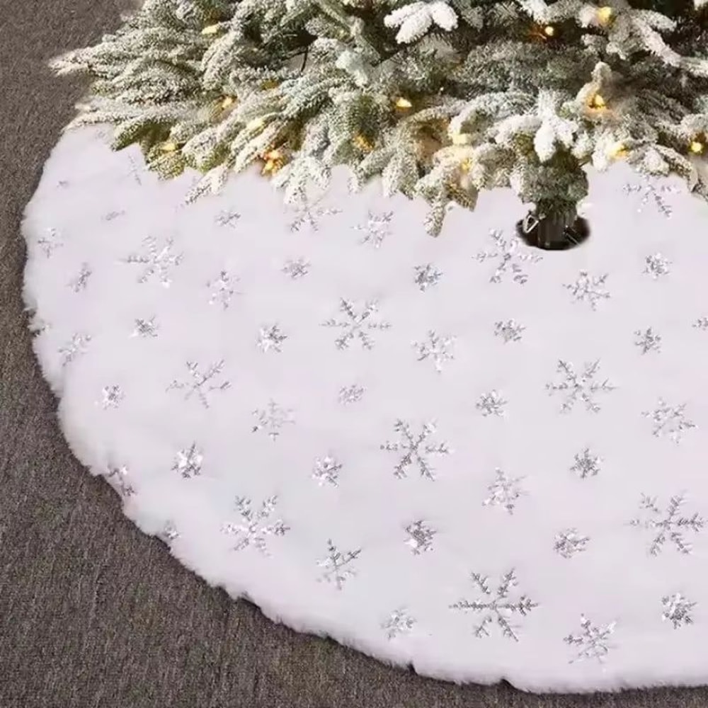 Red Snowflake Mini Christmas Tree Skirt Tabletop Christmas Tree Mat 5