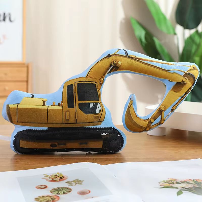 Cartoon Vehicle Plush Hug Pillow Police Car Fire Truck Excavator 14