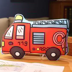cartoon vehicle plush pillow for kids (fire truck, police car, excavator)