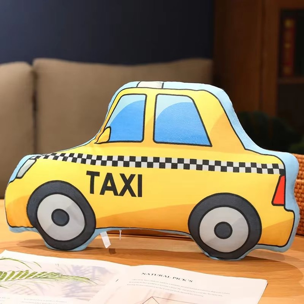 Cartoon Vehicle Plush Pillow For Kids Fire Truck Police Car Excavator 11