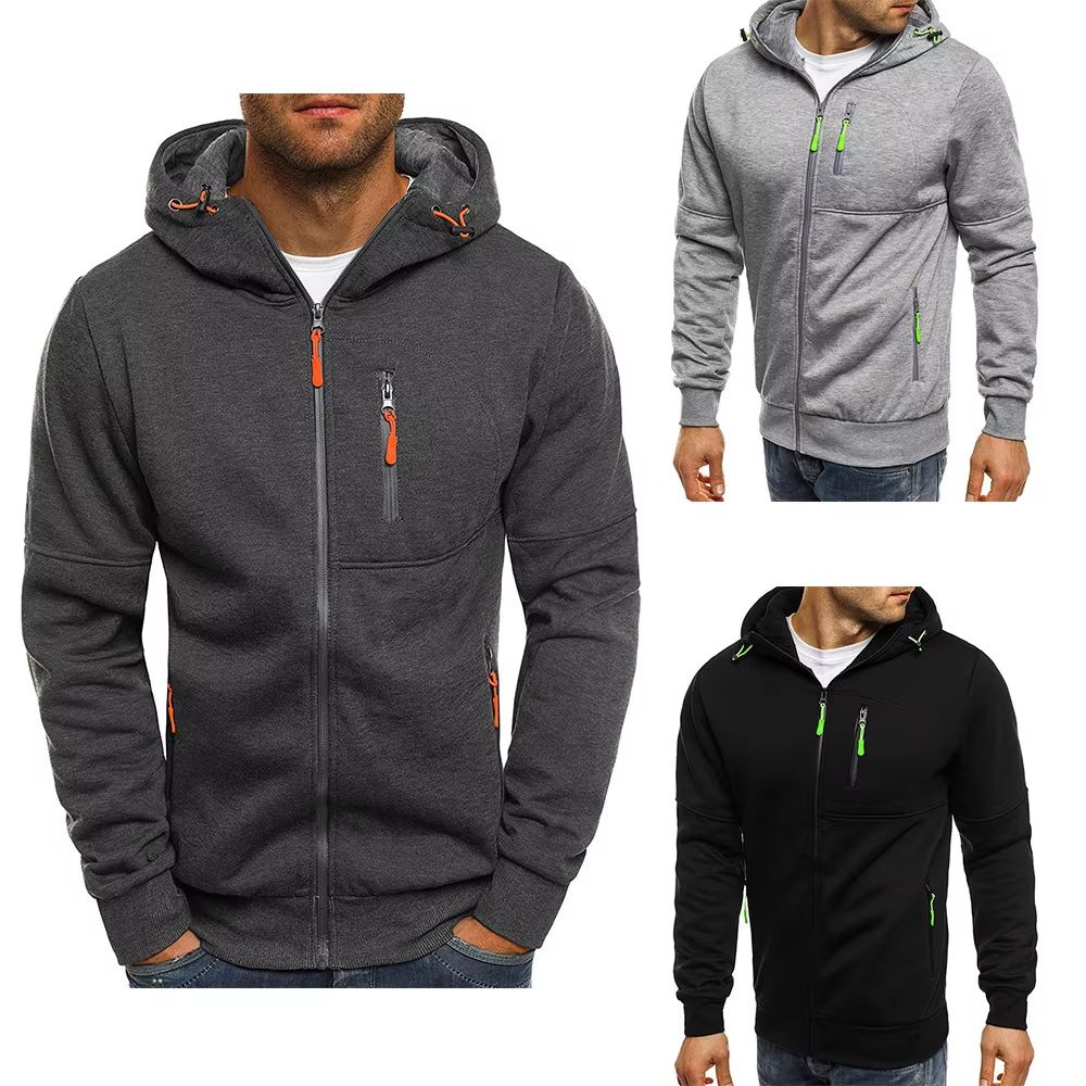 Mens Zip Up Hoodie Slim Fit Hooded Sweatshirt Casual Sports Jacket 1