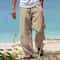 Breathable Mens Beach Pants In CottonLinen Loose Straight Summer Trousers 3