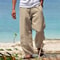 Breathable Mens Beach Pants In CottonLinen Loose Straight Summer Trousers 3