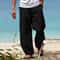 Breathable Mens Beach Pants In CottonLinen Loose Straight Summer Trousers 0
