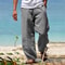 Breathable Mens Beach Pants In CottonLinen Loose Straight Summer Trousers 4