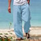 Breathable Mens Beach Pants In CottonLinen Loose Straight Summer Trousers 2