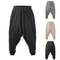 Mens Harem Pants CottonLinen Drop Crotch Loose Fit Streetwear Joggers 0