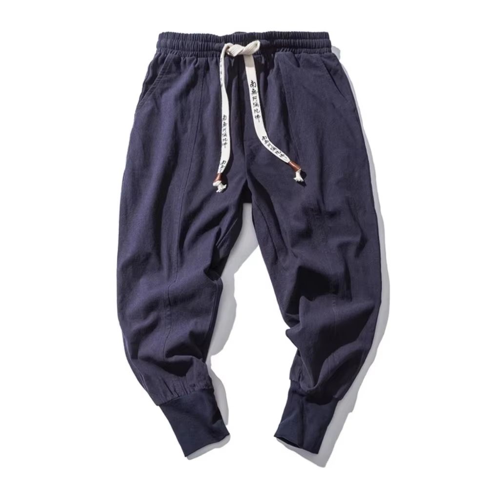 Mens CottonLinen Harem Joggers Relaxed DropCrotch Streetwear Pants 1