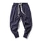Mens CottonLinen Harem Joggers Relaxed DropCrotch Streetwear Pants 1