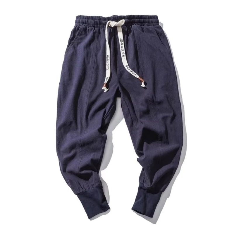 Mens CottonLinen Harem Joggers Relaxed DropCrotch Streetwear Pants 1