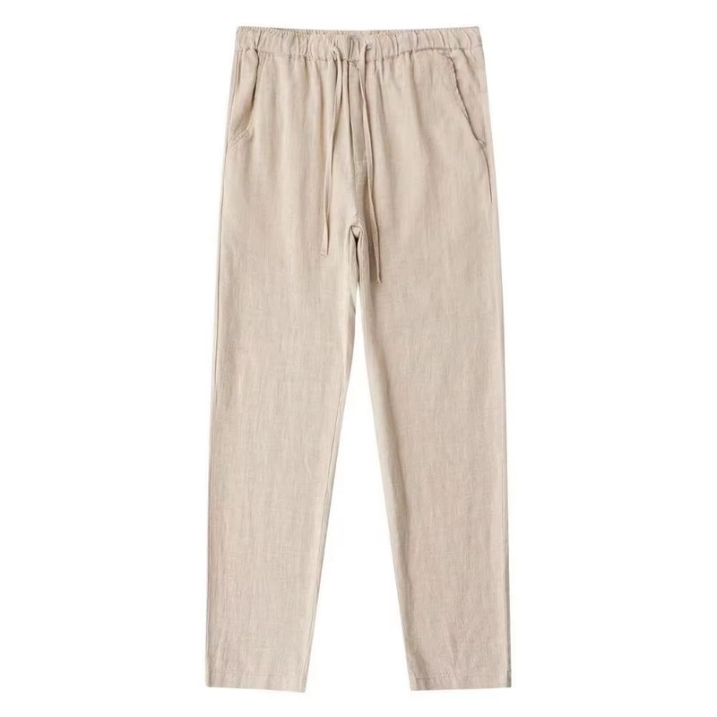 Menslinen Pants In Cotton Linen Pants Men Blend Relaxed Streetwear Linen Trousers With Back Pocket 1