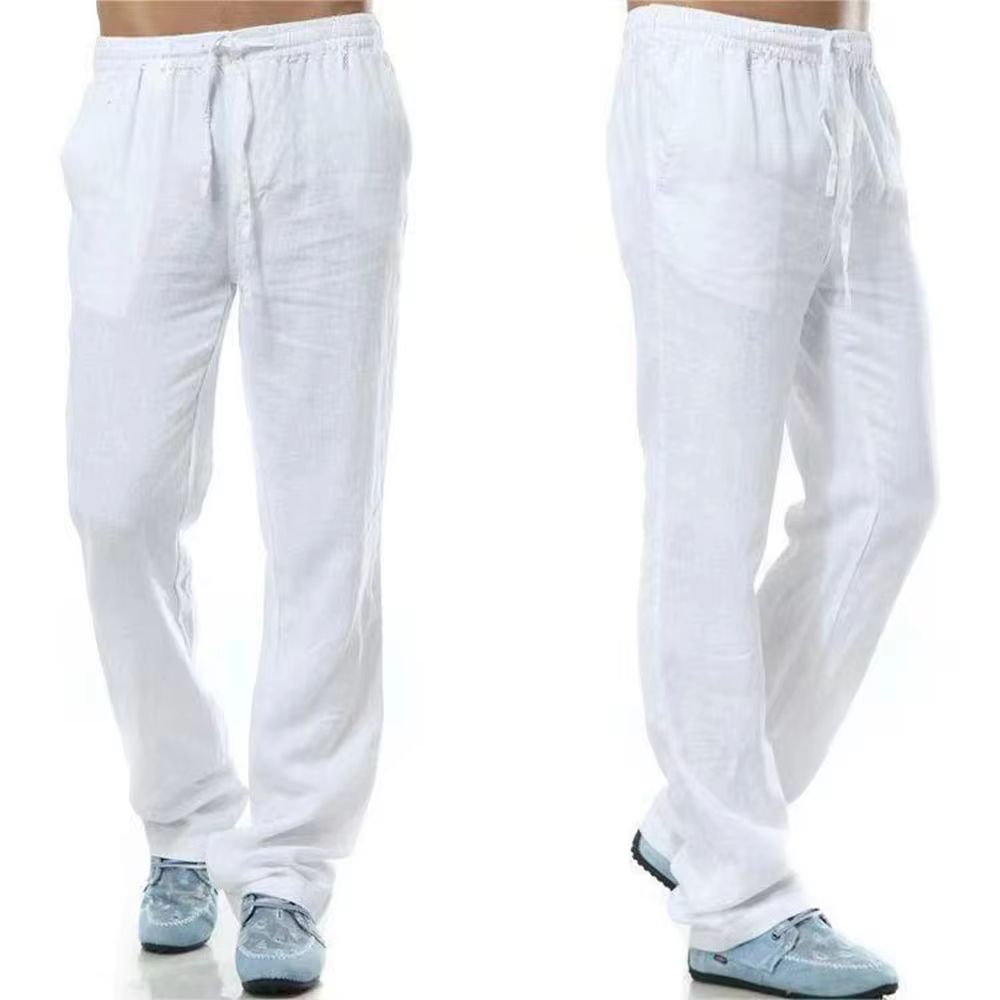 Menslinen Pants In Cotton Linen Pants Men Blend Relaxed Streetwear Linen Trousers With Back Pocket 10